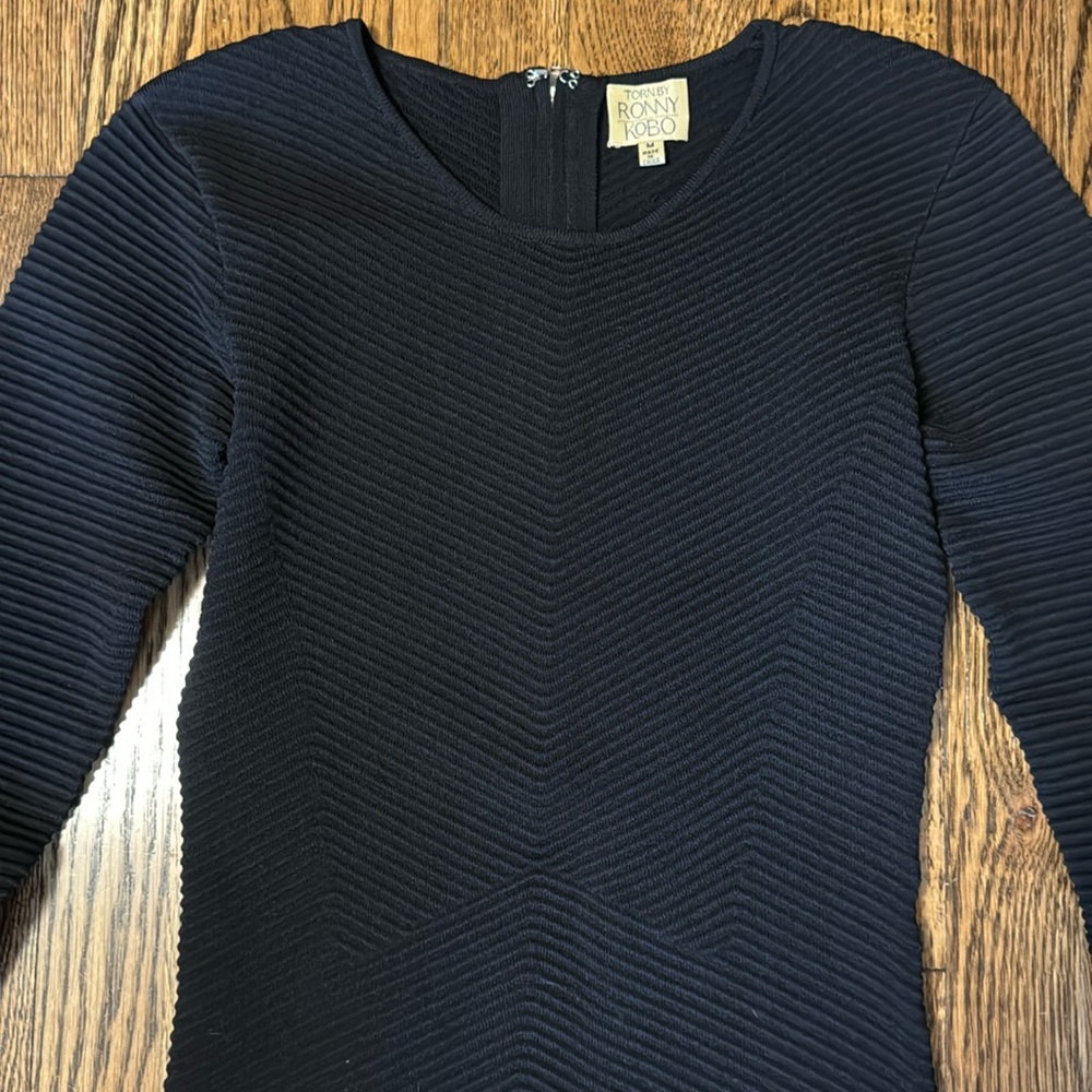 TORN BY RONNY KOBO LONG SLEEVE BLACK KNIT BANDAGE DRESS